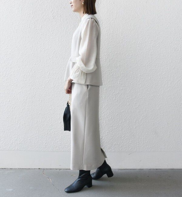 SHIPS any「SHIPS any:〈洗濯機可能〉ダブルクロス Vネック ペプラム ワンピース［NAVY BLUE］」|ワンピース|