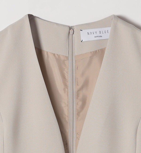 SHIPS any「SHIPS any:〈洗濯機可能〉ダブルクロス Vネック ペプラム ワンピース［NAVY BLUE］」|ワンピース|