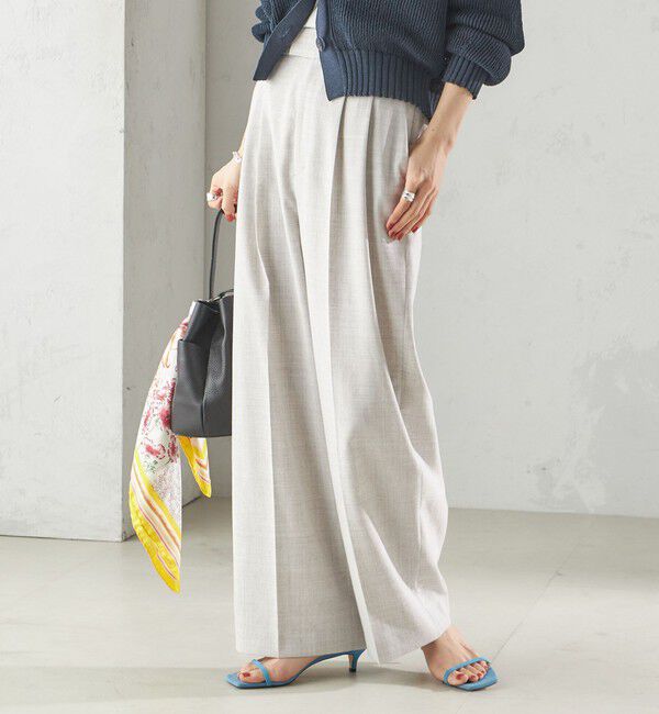 SHIPS for women「〈手洗い可能〉Asami 麻調合繊 2タック ワイドパンツ」|その他|