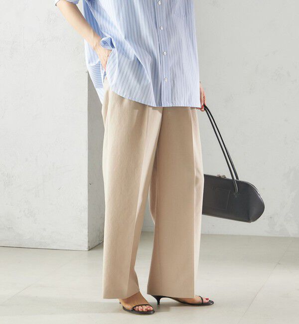 SHIPS for women「〈手洗い可能〉Asami 麻調合繊 2タック ワイドパンツ」|その他|