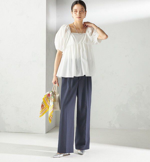 SHIPS for women「〈手洗い可能〉Asami 麻調合繊 2タック ワイドパンツ」|その他|