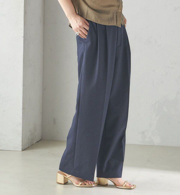 SHIPS for women「〈手洗い可能〉Asami 麻調合繊 2タック ワイドパンツ」|その他|