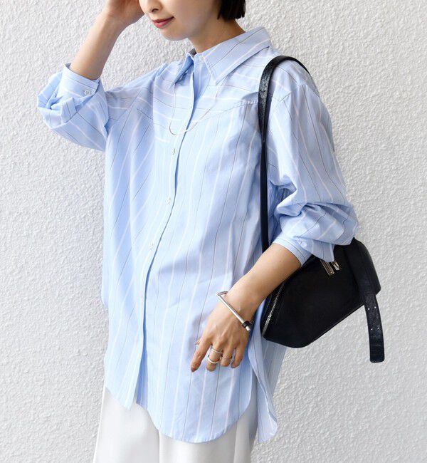 SHIPS for women「【WEB限定】〈洗濯機可能〉アシンメトリー ストライプ シャツ」|シャツ・ブラウス|