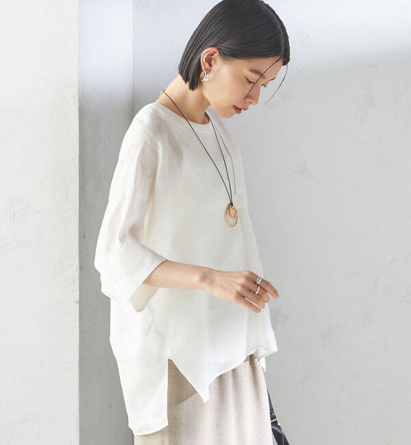 SHIPS for women「【一部WEB限定】〈手洗い可能〉IMPERIAL LINEN スキッパー ブラウス」|シャツ・ブラウス|