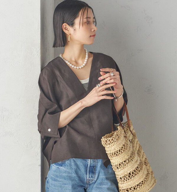 SHIPS for women「【一部WEB限定】〈手洗い可能〉IMPERIAL LINEN スキッパー ブラウス」|シャツ・ブラウス|