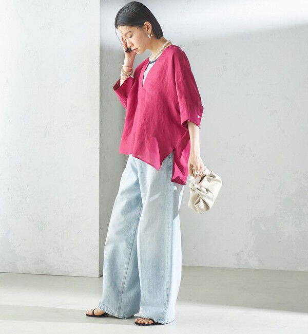 SHIPS for women「【一部WEB限定】〈手洗い可能〉IMPERIAL LINEN スキッパー ブラウス」|シャツ・ブラウス|