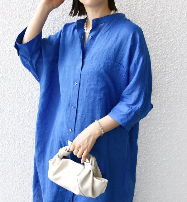 SHIPS for women「〈手洗い可能〉ラミー 4 スタンドカラー シャツ ワンピース」|ワンピース|