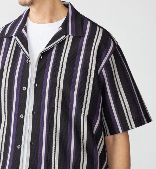 SHIPS「SHIPS: ハニカム ストライプ ショートスリーブ オープンカラー シャツ」|シャツ・ブラウス|