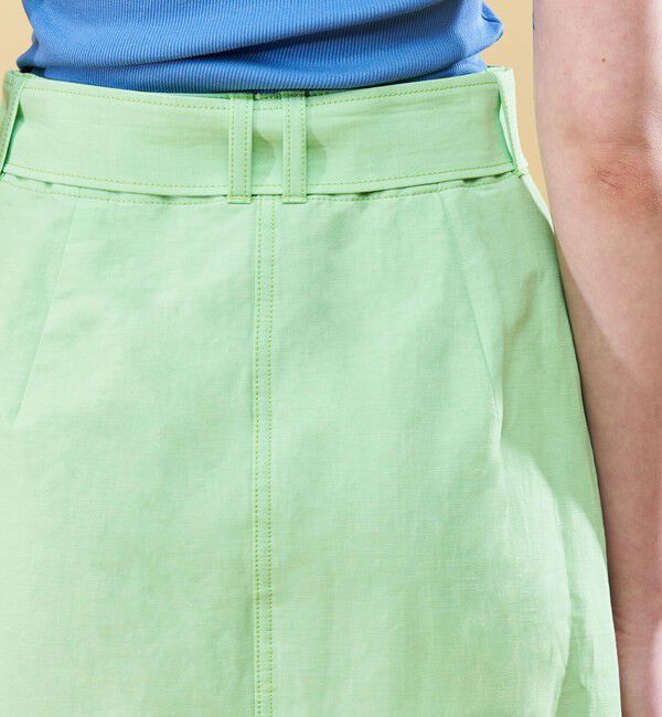 DES PRES「リネンナイロンストレッチ トラペーズスカート」|台形|