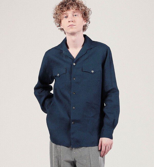 TOMORROWLAND MENS「アイリッシュリネン ダブルポケット オープンカラーシャツ」|シャツ・ブラウス|