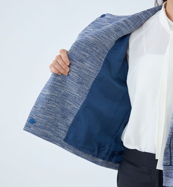 TOMORROWLAND collection「ラメツイード クルーネックジャケット」|ノーカラージャケット|