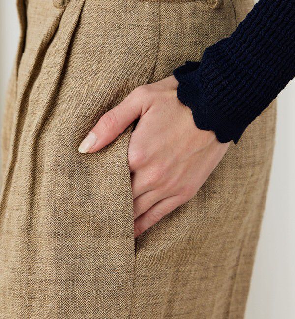 DES PRES「リネンシルクコットンヘリンボーン ワイドシルエットパンツ」|チノ|