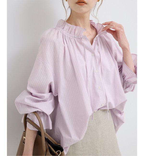 SLOBE IENA「《追加2》タイプライターフリルカラーブラウス」|シャツ・ブラウス|ピンク A