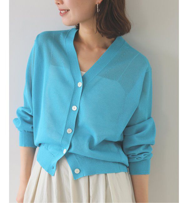 SLOBE IENA「《追加》リネン混シアーカーディガン」|カーディガン|サックスブルー B