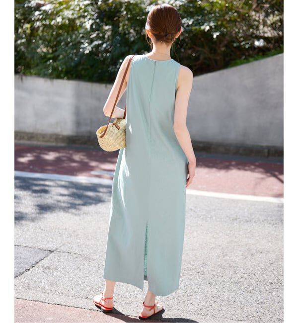 SLOBE IENA「《WEB限定/追加》リネンレーヨンノースリーブナローワンピース」|ワンピース|