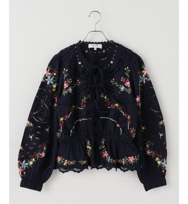 IENA LA BOUCLE「SEA NEW YORK/シー ニューヨーク EMBROIDERY TOP RS26-133」|シャツ・ブラウス|ネイビー