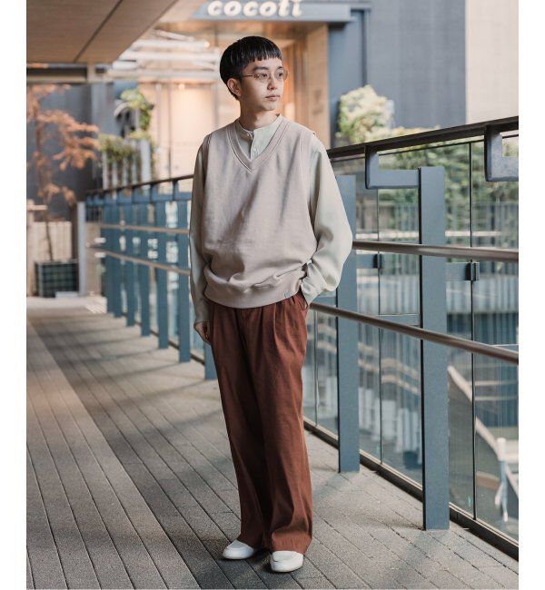 EDIFICE「【LOOPWHEELER for LOWERCASE】ライトツリウラケ Vネックベスト」|ベスト・ジレ|