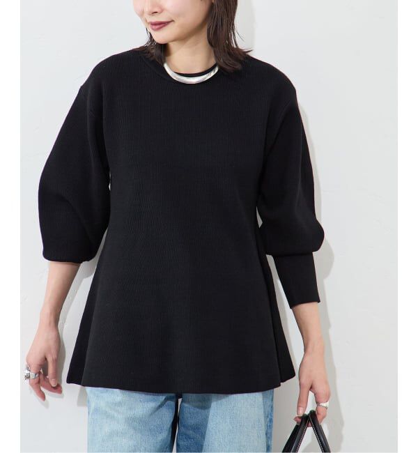 JOURNAL STANDARD「ウォッシャブルペプラムプルオーバー」|ニット・セーター|ブラック