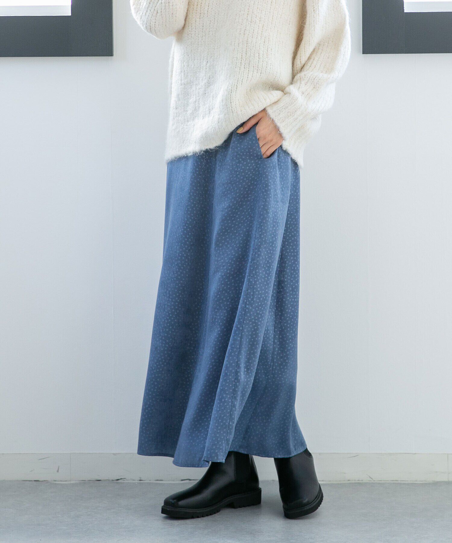 nano･universe「LB.04/ドットフレアスカート」|フレア|ブルー