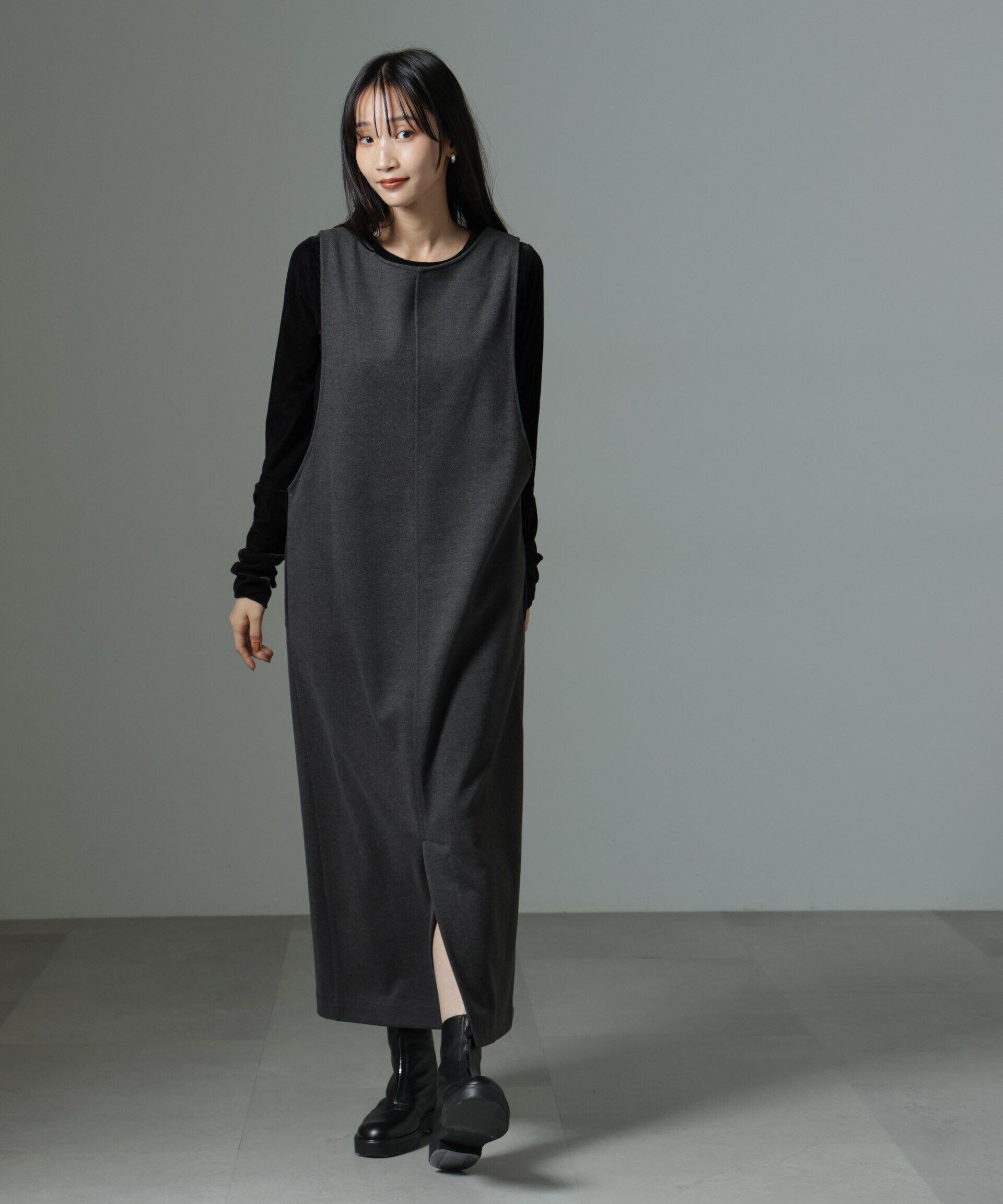 nano･universe「前後2wayクルーネックストレートラインジャンスカ」|ワンピース|