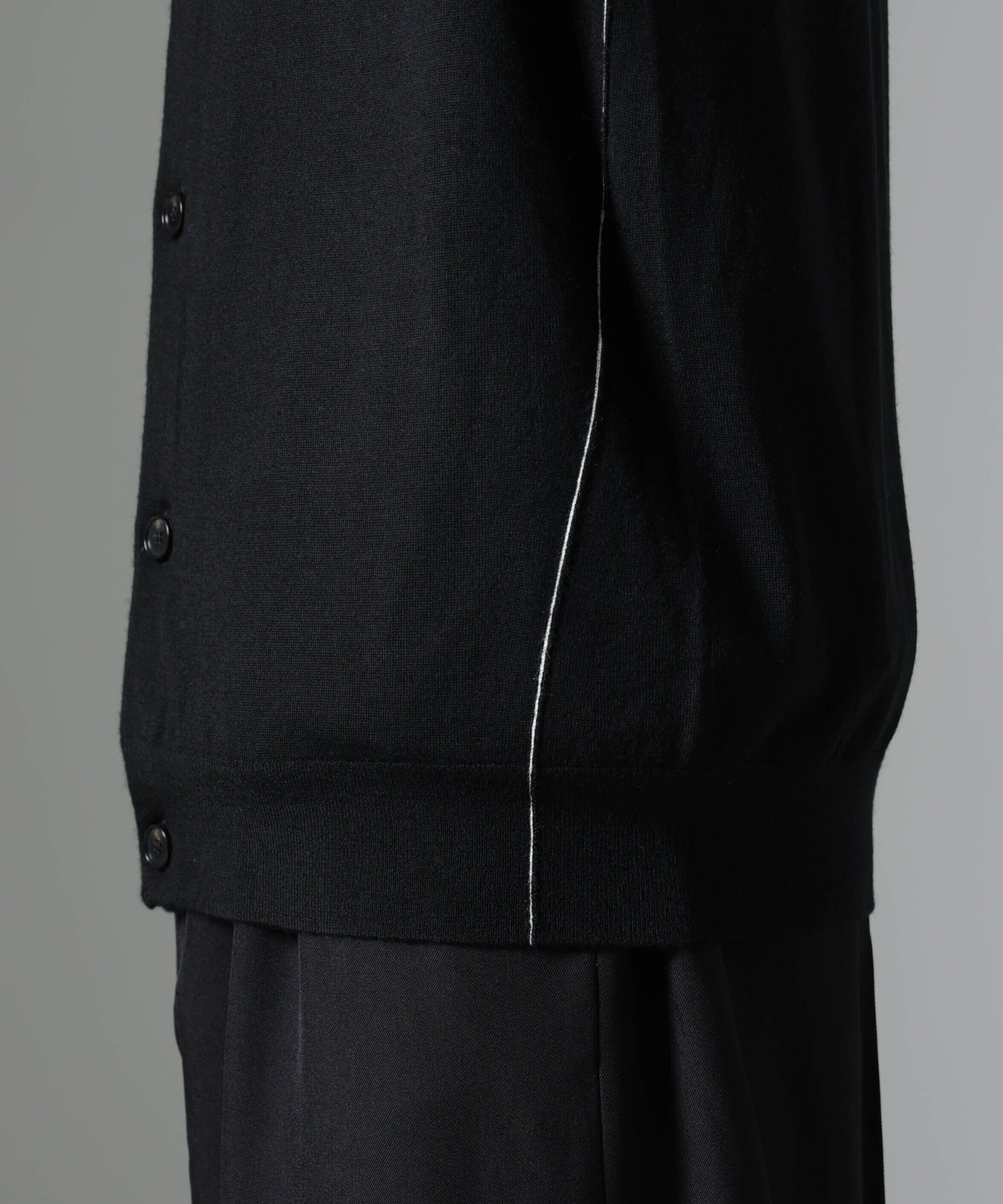 nano･universe「コントラストラインクルーネックカーディガン」|ニット・セーター|