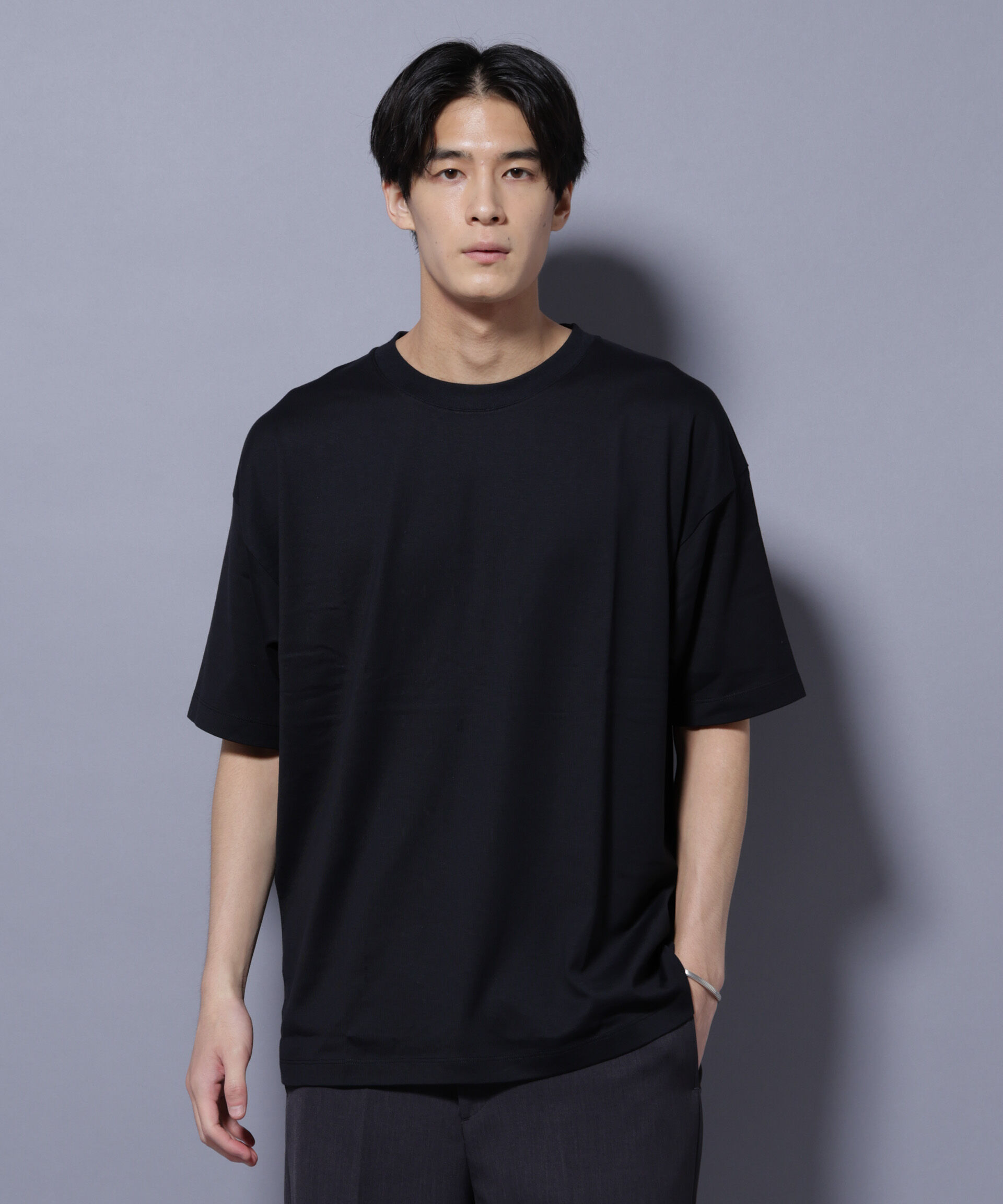 nano･universe「Anti Soaked(R)  汗染み防止 クルーネック ビッグシルエットTシャツ」|Tシャツ・カットソー|ブラック