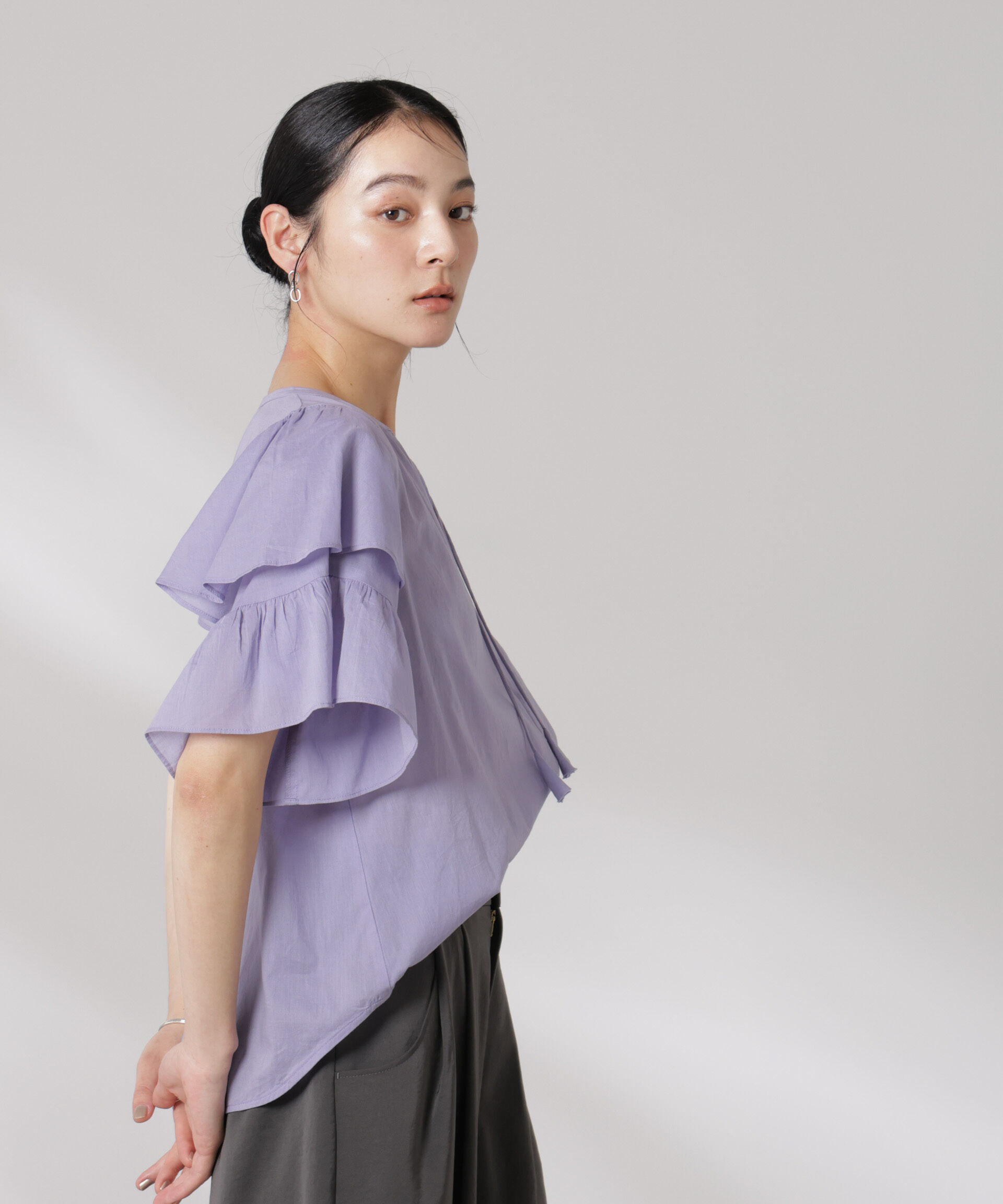 nano･universe「made in india コットンフリルスリーブブラウス」|シャツ・ブラウス|