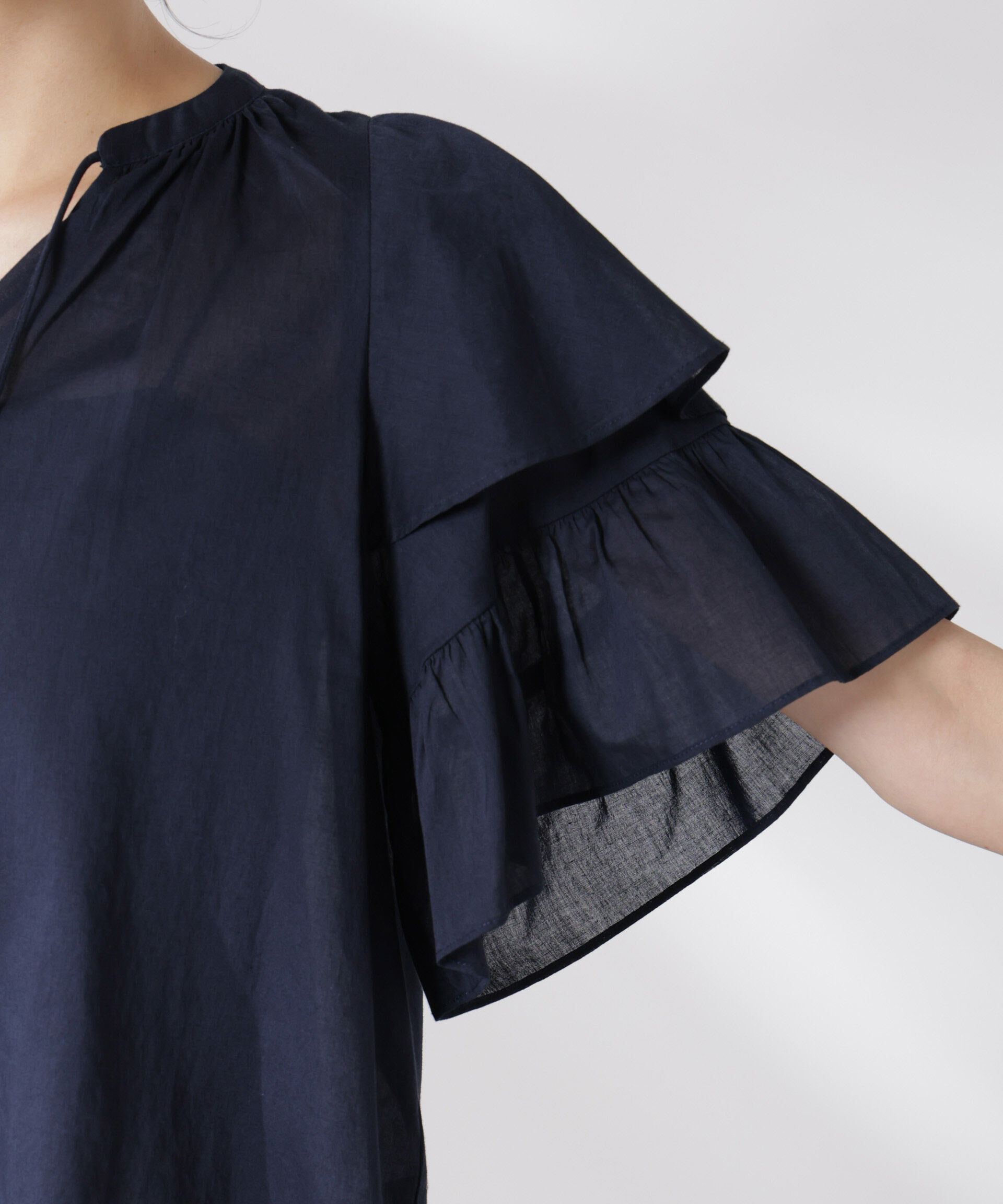 nano･universe「made in india コットンフリルスリーブブラウス」|シャツ・ブラウス|