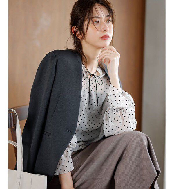 23区「【洗える】クレープドットフロッキー ブラウス」|シャツ・ブラウス|