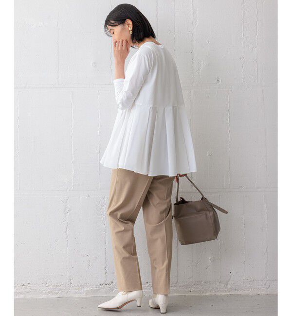 23区「【ご好評につき新色追加】ナチュラルコットンベアコンビ ペプラム カットソー」|Tシャツ・カットソー|