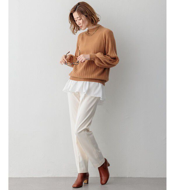 23区「【ご好評につき新色追加】ナチュラルコットンベアコンビ ペプラム カットソー」|Tシャツ・カットソー|