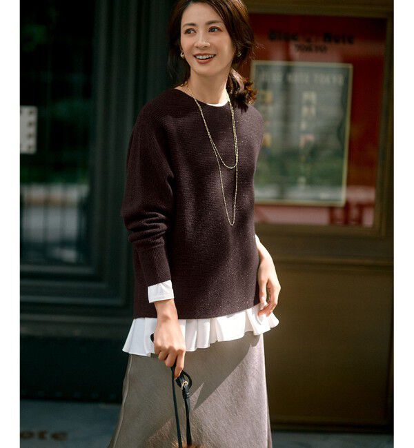 23区「【ご好評につき新色追加】ナチュラルコットンベアコンビ ペプラム カットソー」|Tシャツ・カットソー|