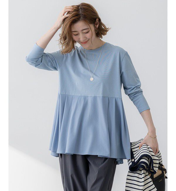 23区「【ご好評につき新色追加】ナチュラルコットンベアコンビ ペプラム カットソー」|Tシャツ・カットソー|[WEB限定]ｻｯｸ