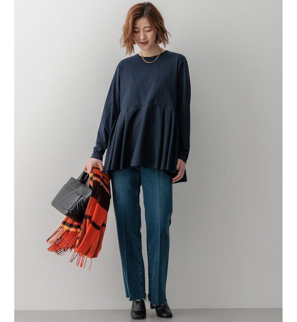 23区「【ご好評につき新色追加】ナチュラルコットンベアコンビ ペプラム カットソー」|Tシャツ・カットソー|