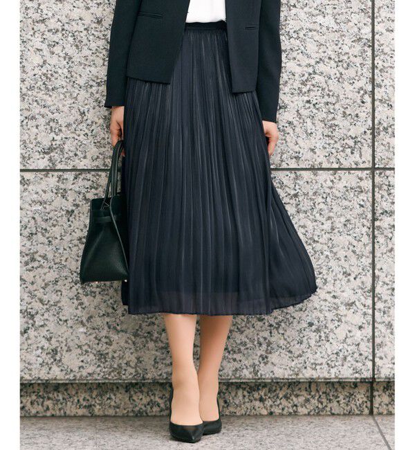 23区「【洗える】シャイニープリーツ スカート」|スカート|ネイビー系