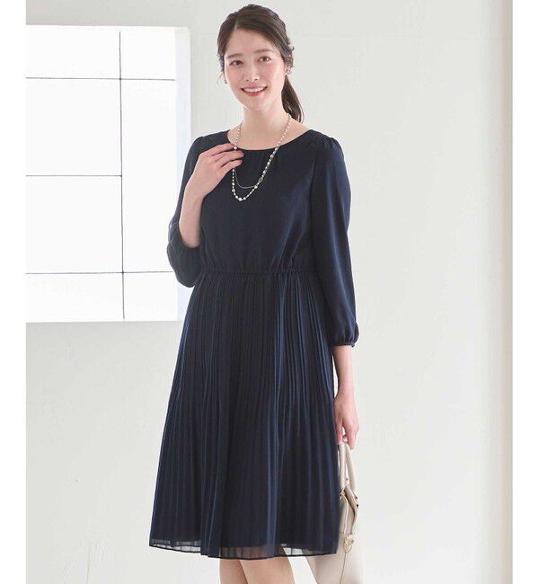ANY SIS「【洗える】フェミニンプリーツ ワンピース」|ワンピース|ネイビー