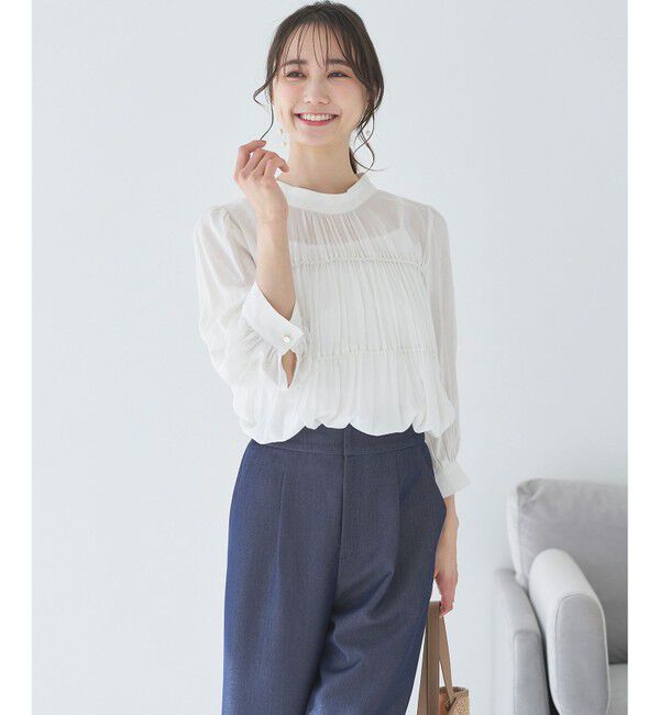 any SiS「【洗える】シャーリングシアー ブラウス」|シャツ・ブラウス|