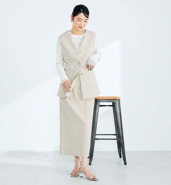 fredy emue「【セットアップ対応】パウダリーツイルベルト付きジレ」|ベスト・ジレ|