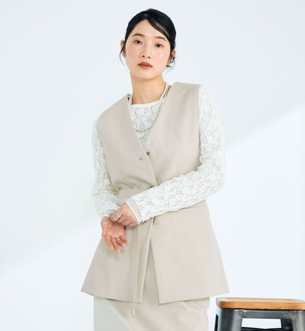 fredy emue「【セットアップ対応】パウダリーツイルベルト付きジレ」|ベスト・ジレ|