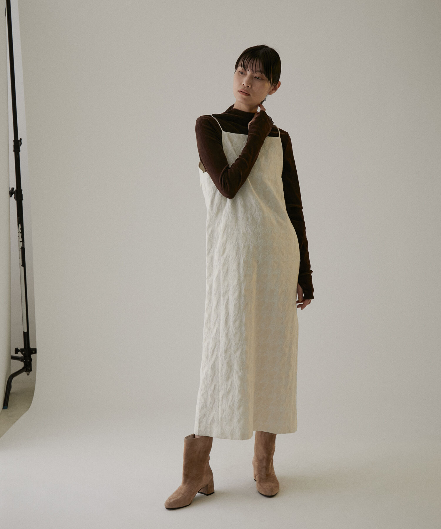 SALON adam et rope'「【NIPPON CULTURE】ジャガードキャミワンピース」|ワンピース|ホワイト(10)