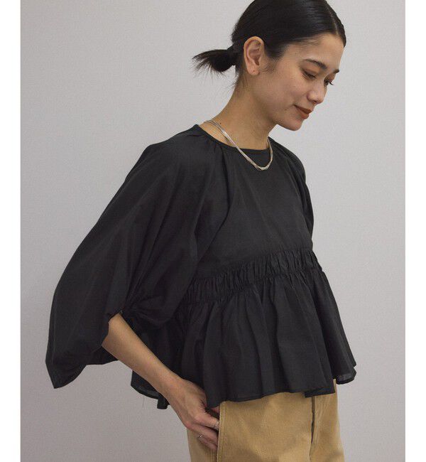 SALON adam et rope'「【WEB限定】ハーフスリーブギャザーブラウス［カディコットン］」|シャツ・ブラウス|
