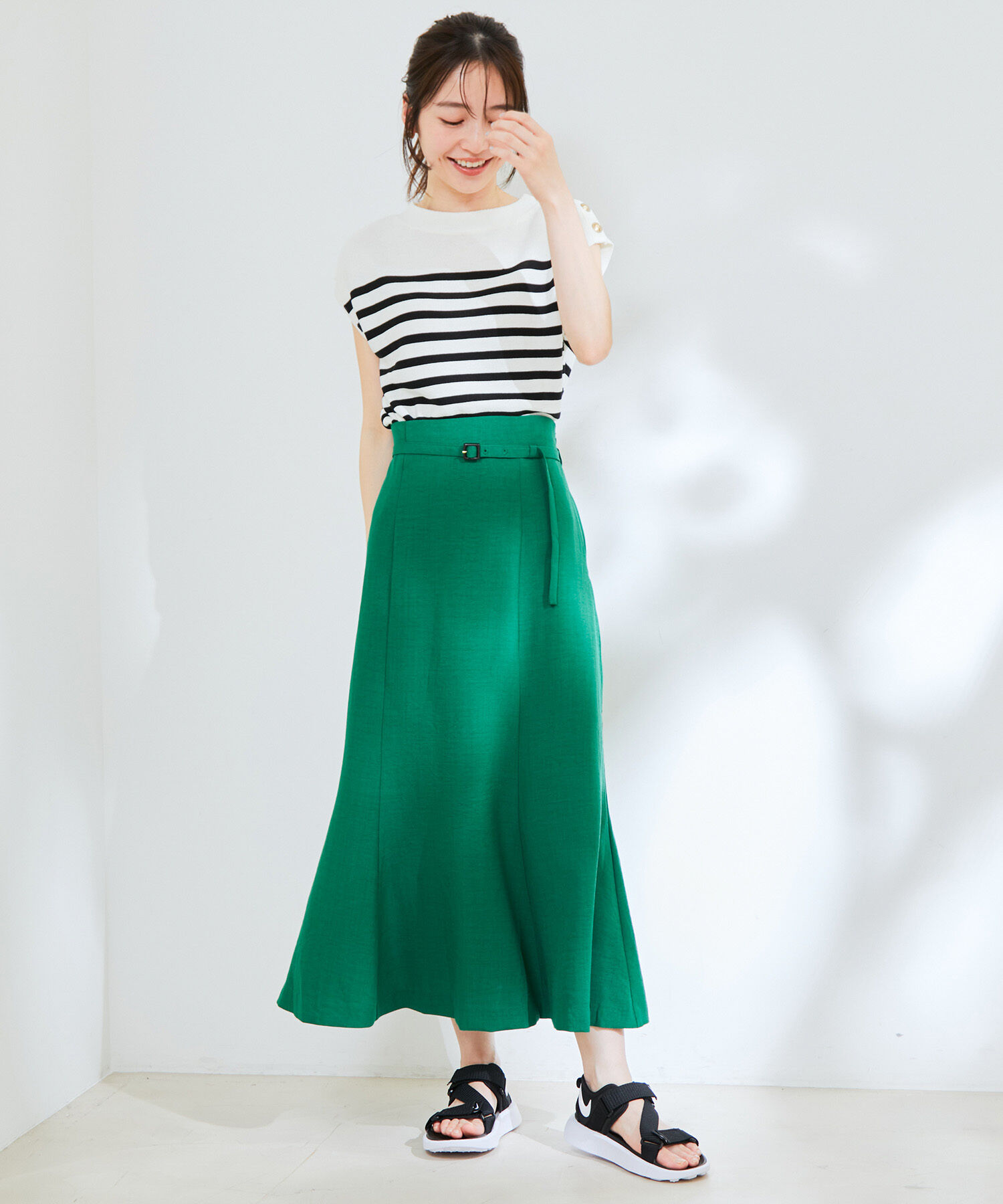 VIS「【新色】【接触冷感・洗える】美easy細ベルトマーメイドスカート」|スカート|