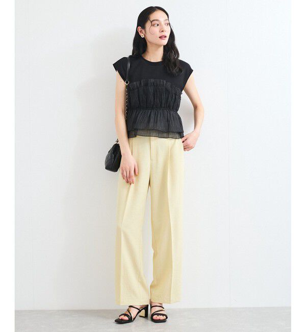 VIS「旬なレイヤードスタイルが叶う！ビスチェドッキングフレンチスリーブプルオーバー【洗える】」|Tシャツ・カットソー|