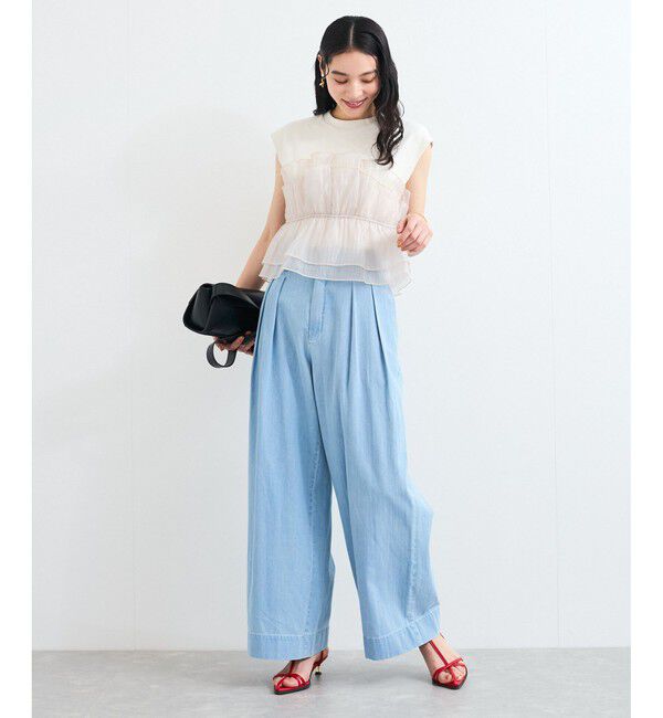 VIS「旬なレイヤードスタイルが叶う！ビスチェドッキングフレンチスリーブプルオーバー【洗える】」|Tシャツ・カットソー|