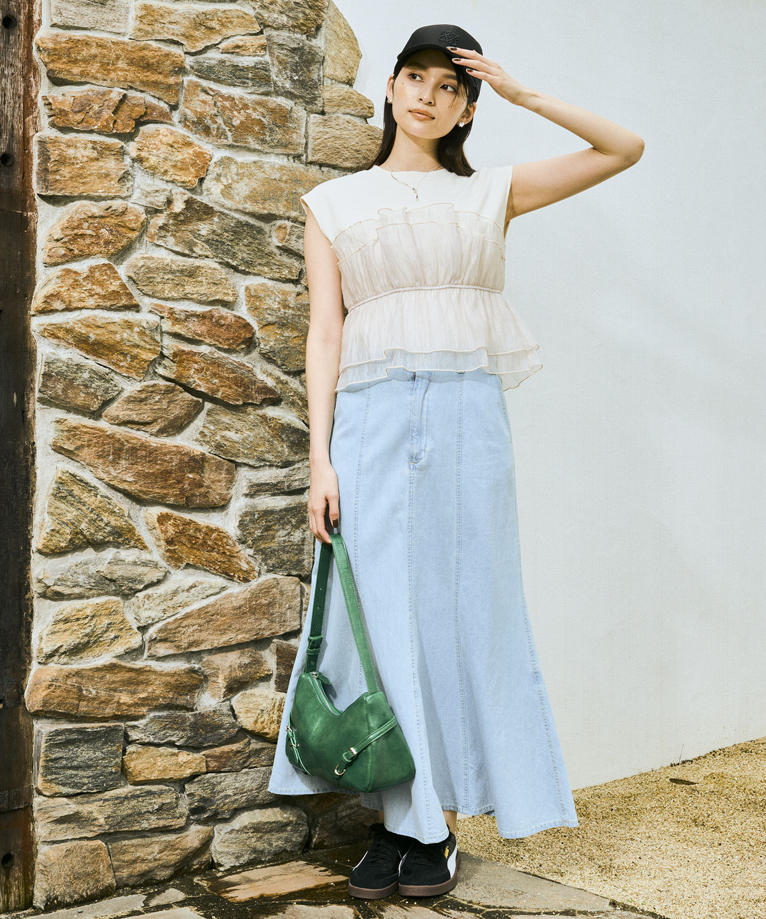 VIS「旬なレイヤードスタイルが叶う！ビスチェドッキングフレンチスリーブプルオーバー【洗える】」|Tシャツ・カットソー|