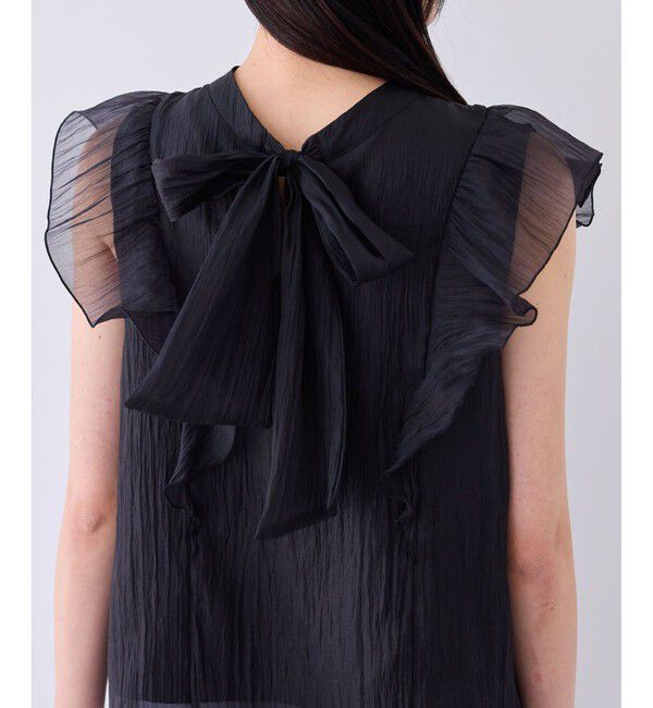 VIS「主役級！華やぎシアーシャイニーボウタイフリルブラウス【前後2WAY】【洗える】」|シャツ・ブラウス|