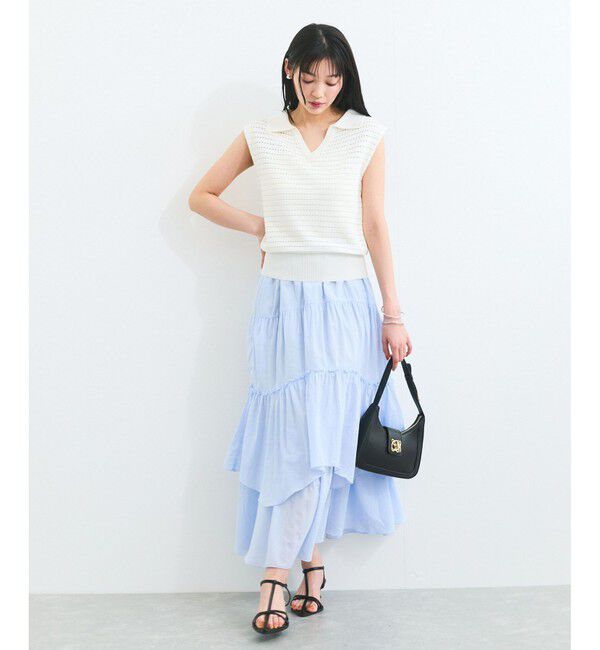 VIS「スキッパーフレンチスリーブアイレットニット」|ニット・セーター|