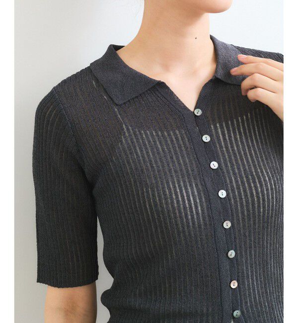 VIS「半袖サマーニットポロカーディガン」|ニット・セーター|