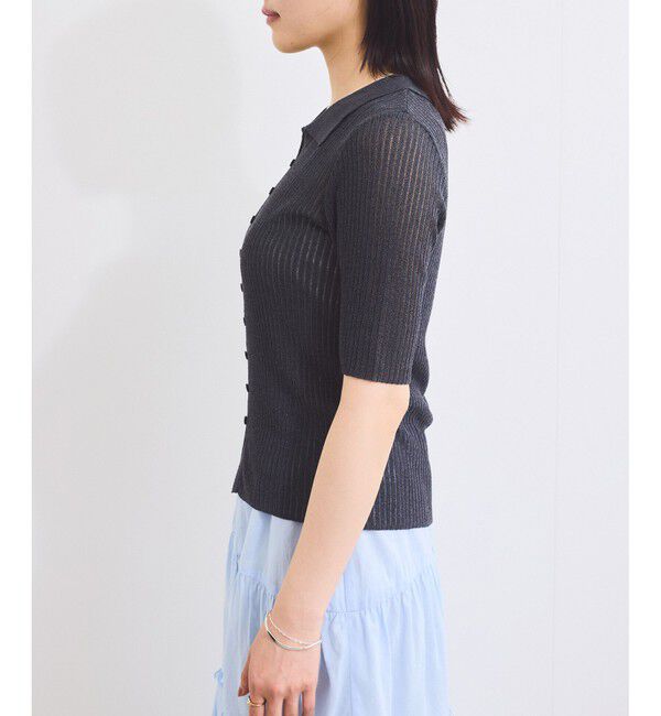 VIS「半袖サマーニットポロカーディガン」|ニット・セーター|