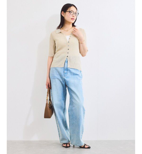 VIS「半袖サマーニットポロカーディガン」|ニット・セーター|